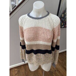 SUNCOO Paris Prince Cotton Metallic Knit Stripe Sweater Size 12